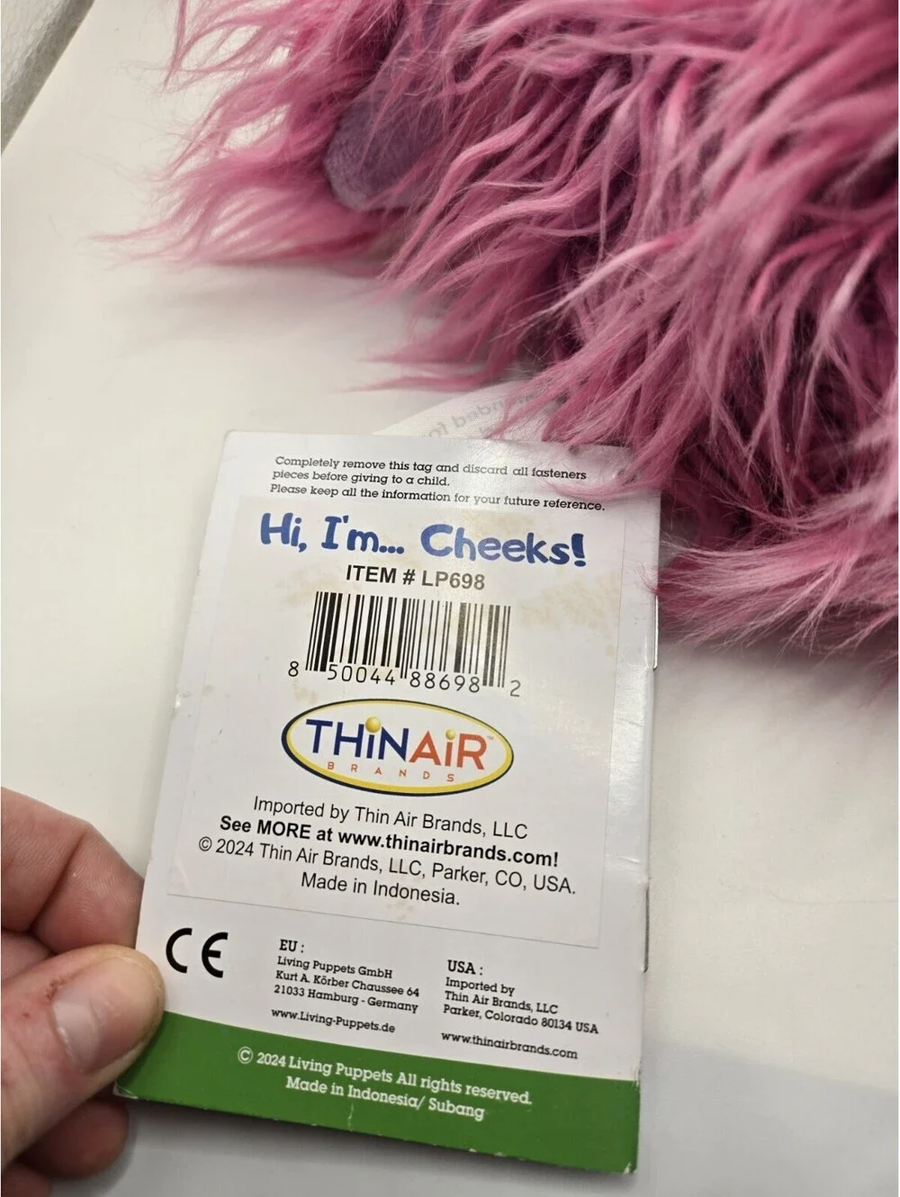 Living Puppets Cheeks LP698 Pink Chicken Bird Hand Puppet Plush w/ Tag